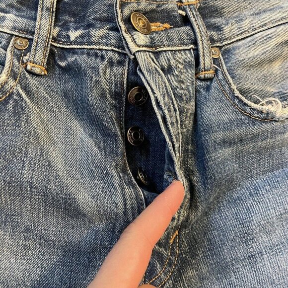 Vince Crop Jeans Sz 26 Blue Redline Selvedge USA Distress Button Fly YGI D2-76 - Picture 4 of 12